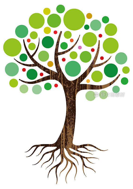 Decorative tree and roots illustration